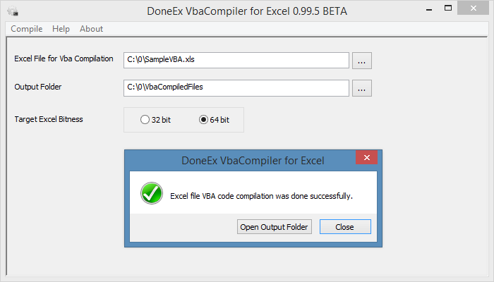 doneex, vbacompiler, excel vba compiler, vba code protection, vba code compilation, vba to dll, vba2dll