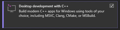 MS Visual Studio installation - Desktop Development C++ option