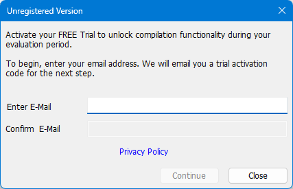 Image with Free Trial Activation window